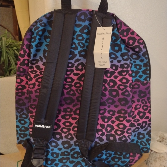 YAKPAK Rainbow Cheetah BACKPACK Suede Bottom Work, School, Hiking, Travel •NEW - Picture 2 of 2